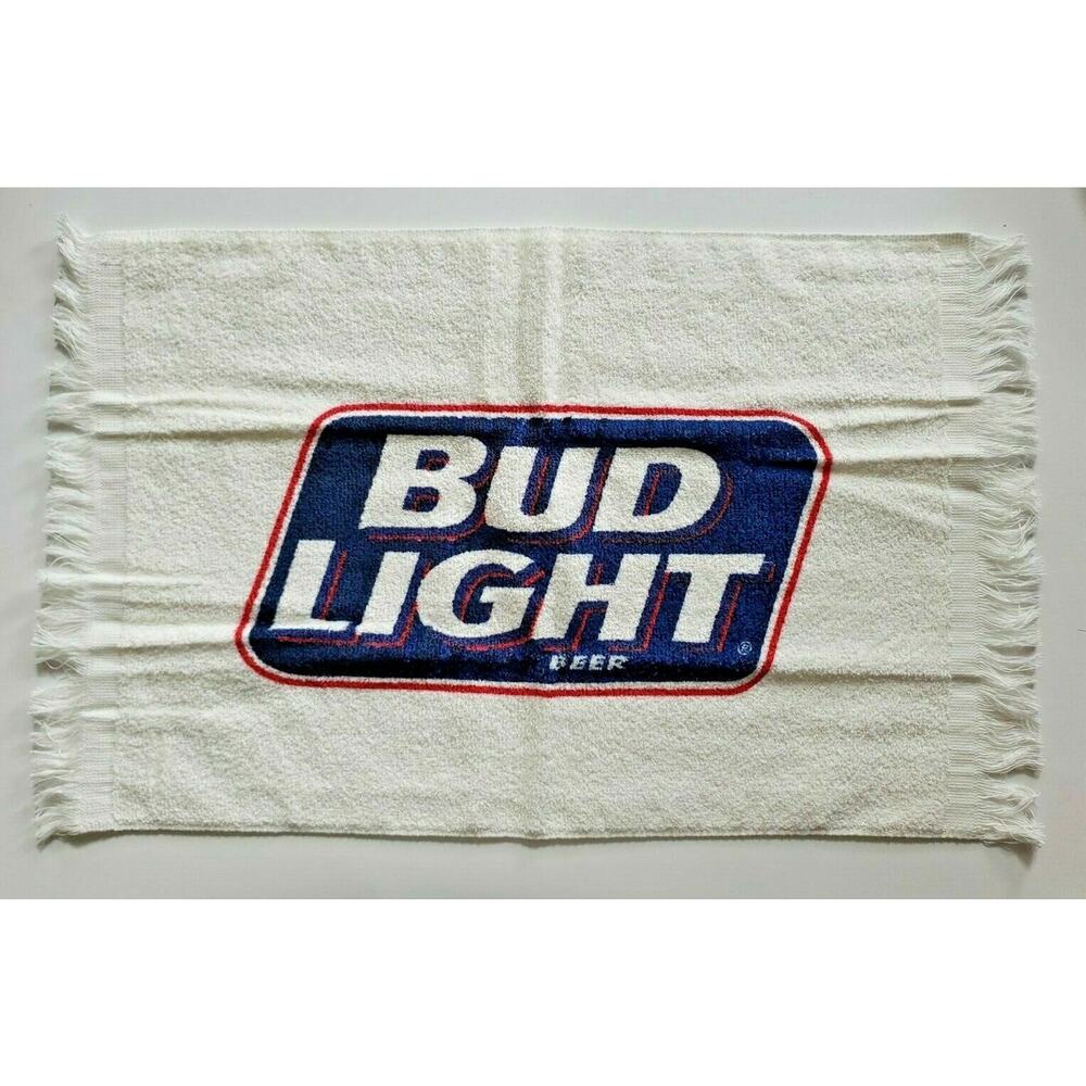 Vintage Bud Light logo Terry Cloth Golf / Bar Towel 19 x 11.5 Budweiser NIP U139